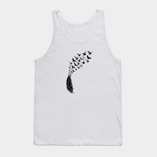 Black feather with flying birds Tank Top